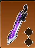 Nightshade greatsword with a curved purple serrated blade.