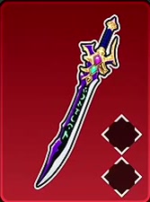 Arcane Starfall with a jeweled gold guard and curved rune-marked blade.
