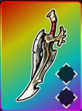 Bone Carver with a black-silver curved blade and gold guard.