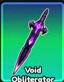 Void Obliterator with a purple blade and branching guard.