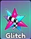 Pink and cyan star-shaped Glitch mineral.