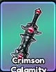 Crimson Calamity greatsword with pink crystals and a dark blade.