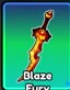 Blaze Fury's orange-red flame-shaped blade in the weapon index.