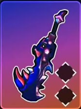 Wrath greatsword with a hooked blue-purple blade and pink gems.