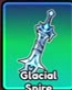 Glacial Spire's icy blue spiked blade in the weapon index.