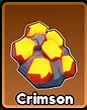 Crimson ore with orange-yellow crystals.