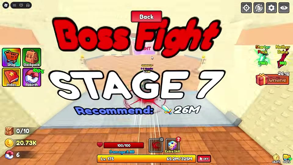 Stage 7 Boss Fight entrance showing Recommend: 26M Power.