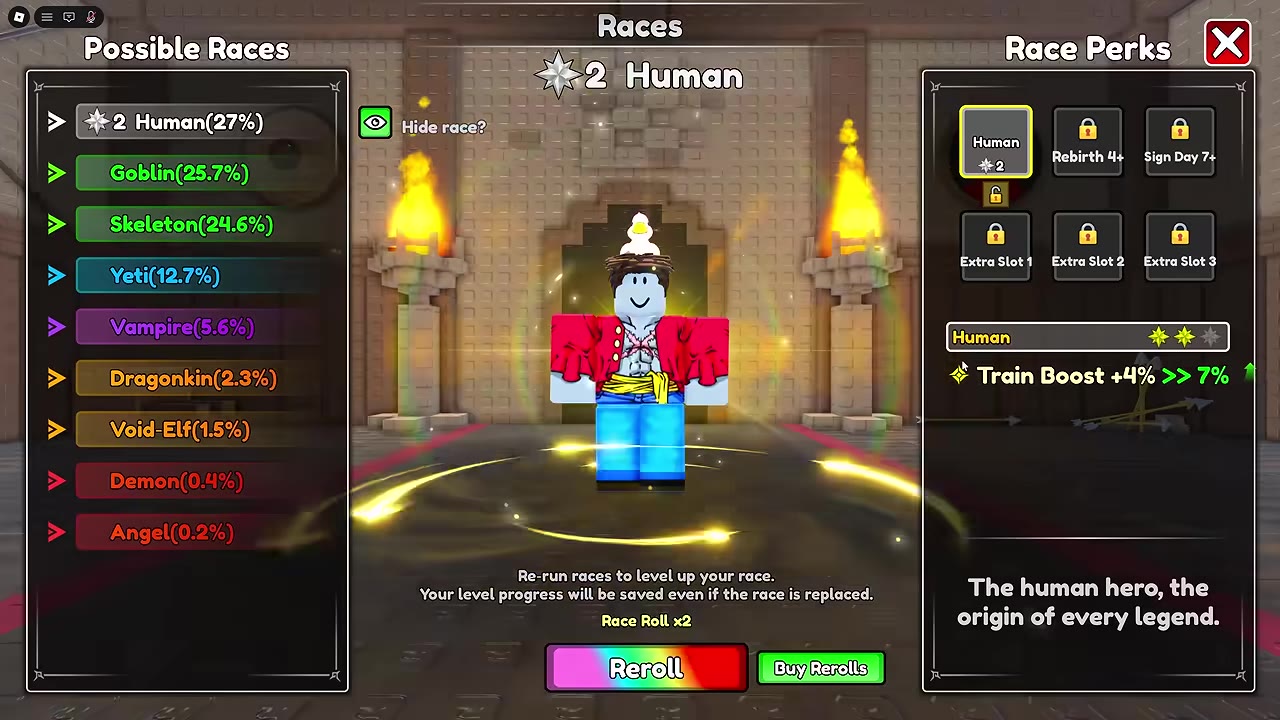 Two-star Human panel showing the current Train Boost before the arrow and the next-star value after it.