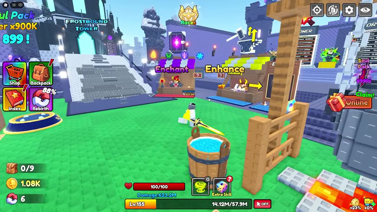 Enhance stall beside the Enchant stall in the town plaza