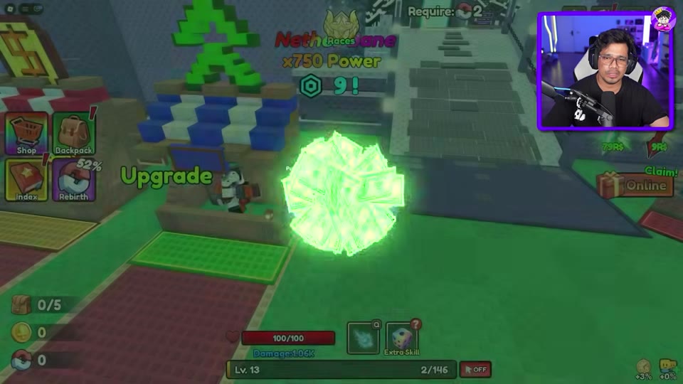 Nether Bane's 9 Robux offer beside the Upgrade stall.